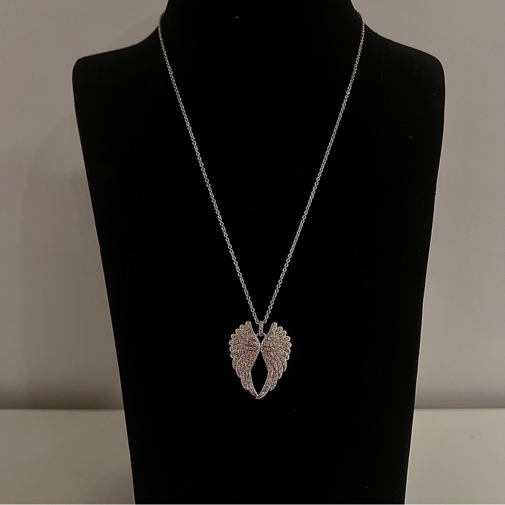 NEW Diamonique Silver Angel Wing Necklace